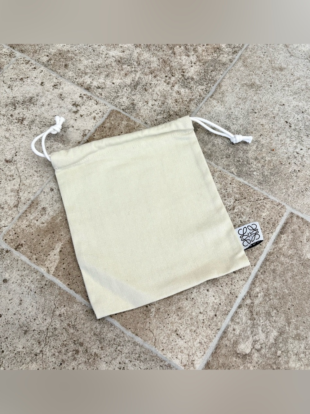 Loewe Cream Canvas Drawstring Pouch